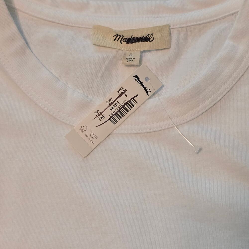 Madewell The Perfect Crewneck Tee Allday Jersey Womens S White 100% Cotton NWT - Picture 3 of 9